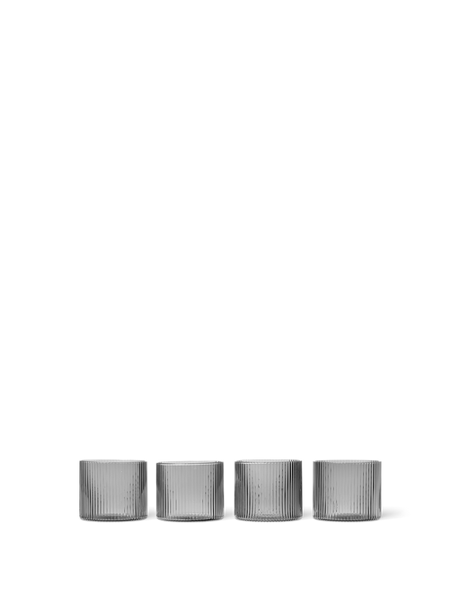 Ferm Living Ripple Low Gläser Smoked Grey - 4er Set, Gläser