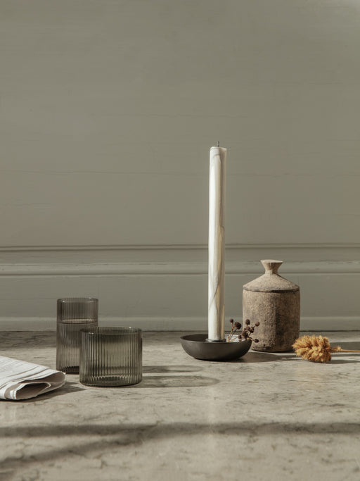 Ferm Living Ripple Low Gläser Smoked Grey - 4er Set, Gläser