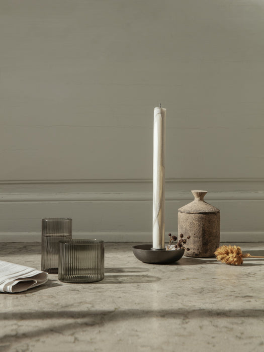 Ferm Living Ripple Low Gläser Smoked Grey - 4er Set, Gläser