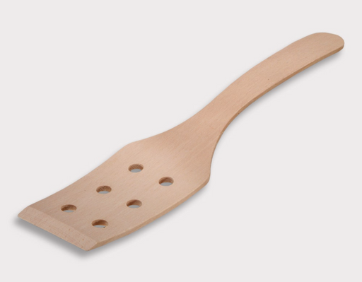 Hofmeister Pfannenwender aus Buche geschwungen mit Löchern - 30cm