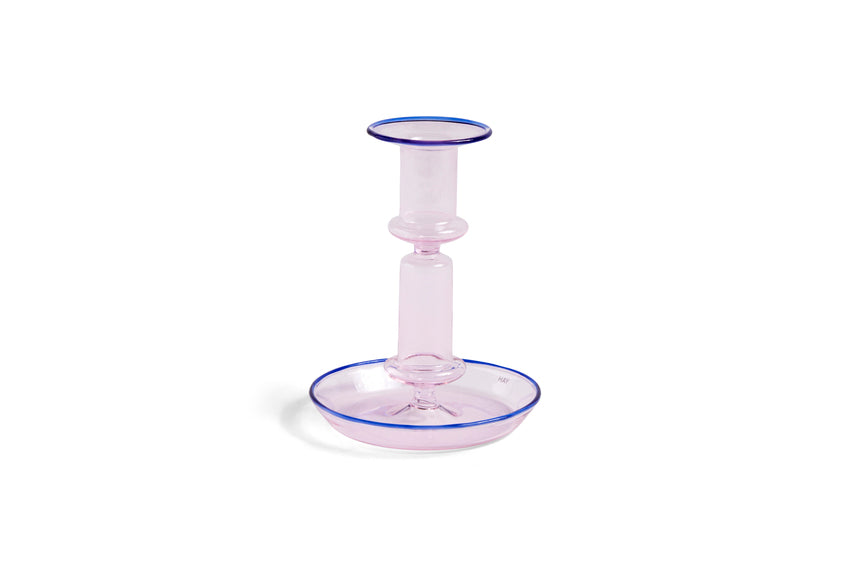 HAY Kerzenhalter FLARE - Candleholder Stripe Pink With Blue M