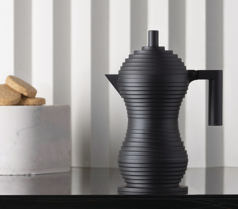 Alessi Espressokaffeekanne Pulcina schwarz