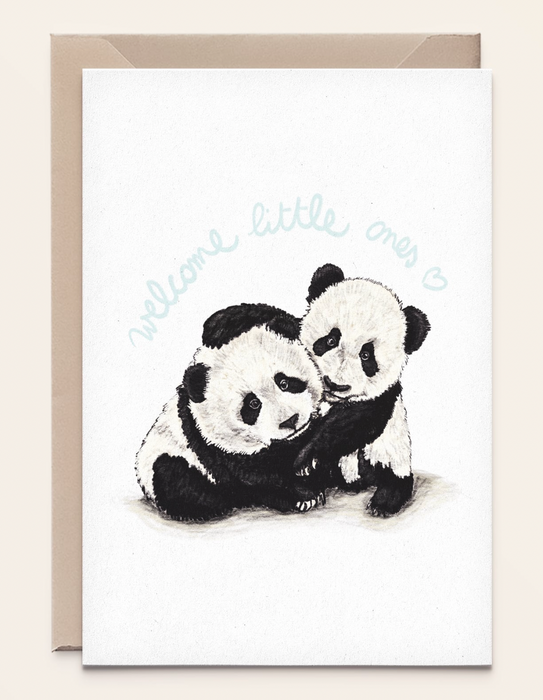 Kathings Grußkarte Panda Twins