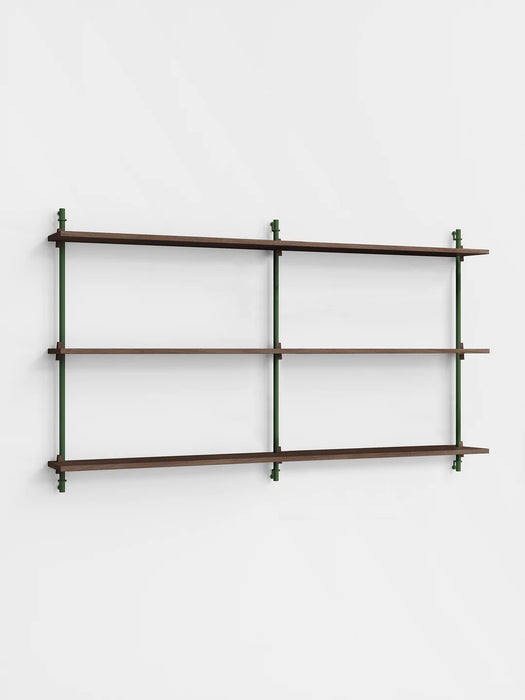 Moebe Wall Shelving ws.85.2.B Smoked Oak/Pine Green