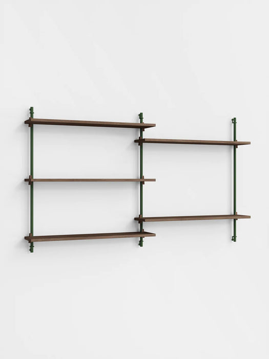 Moebe Wall Shelving ws.85.2 Smoked Oak/Pine Green