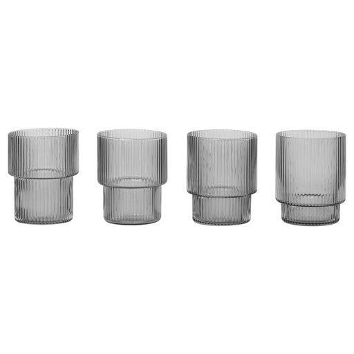 Ferm Living Ripple Gläser Smoked Grey - 4er Set, Gläser