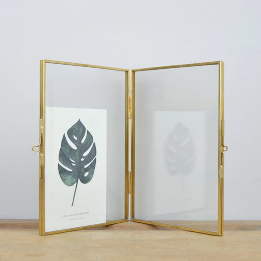 Bilderrahmen doppelt aus Messing und Glas
