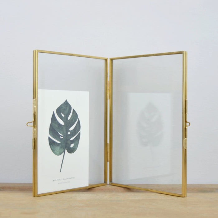 Bilderrahmen doppelt aus Messing und Glas
