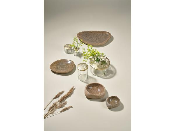 Villa Collection Schale / Bark Platte Dia 40 x 6 cm aus Natur-Flussstein